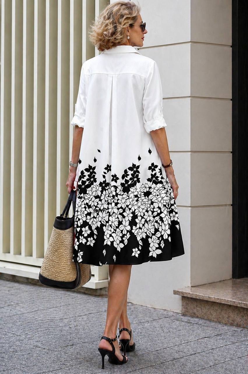 Charleigh | Classic Floral Contrast Shirt Dress
