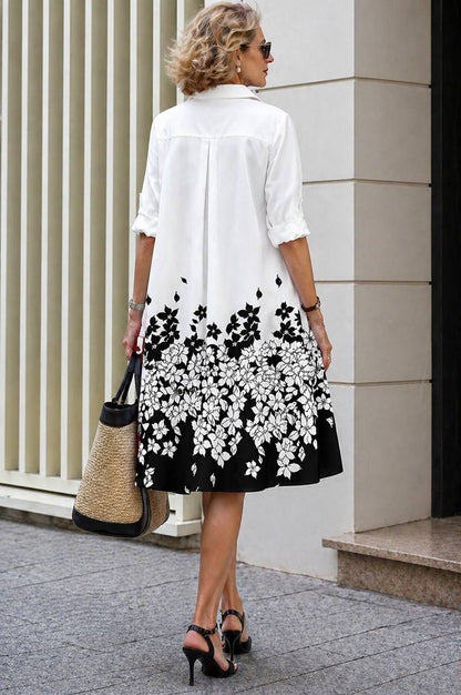Charleigh | Classic Floral Contrast Shirt Dress