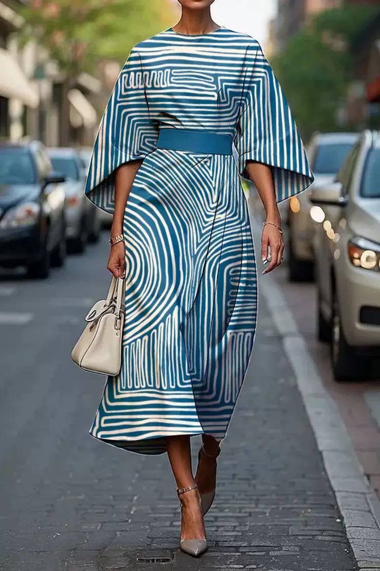 Coraline | Geometric Stripe Statement Midi Dress