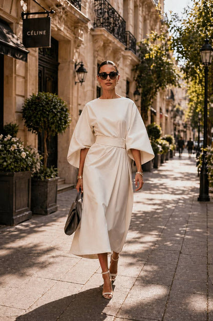 Danica | Minimal Elegance Belted Midi Dress