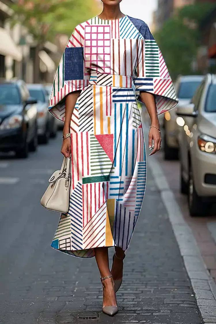 Elowen | Geometric Art Statement Midi Dress