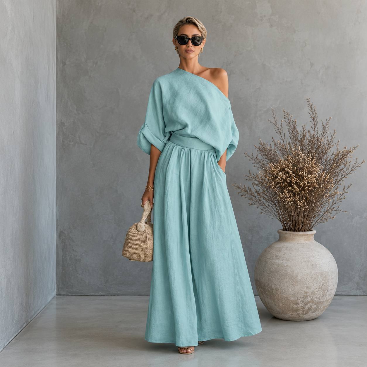 Lunara | One-Shoulder Linen Jumpsuit