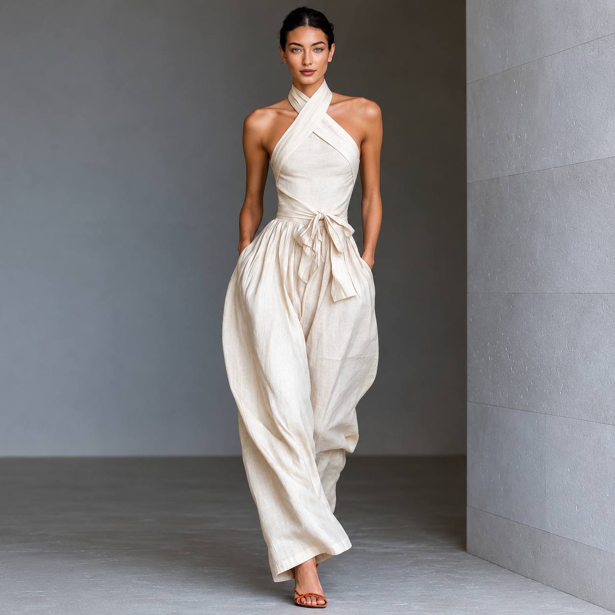 Zarelle | Sculpted Halter Jumpsuit