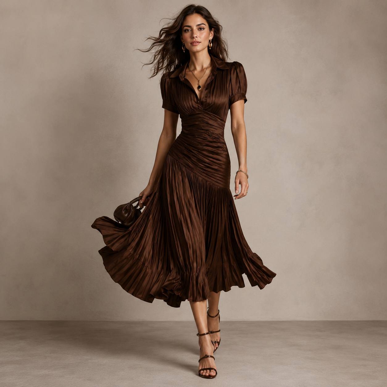 Valentina | Elegant Pleated Midi Dress