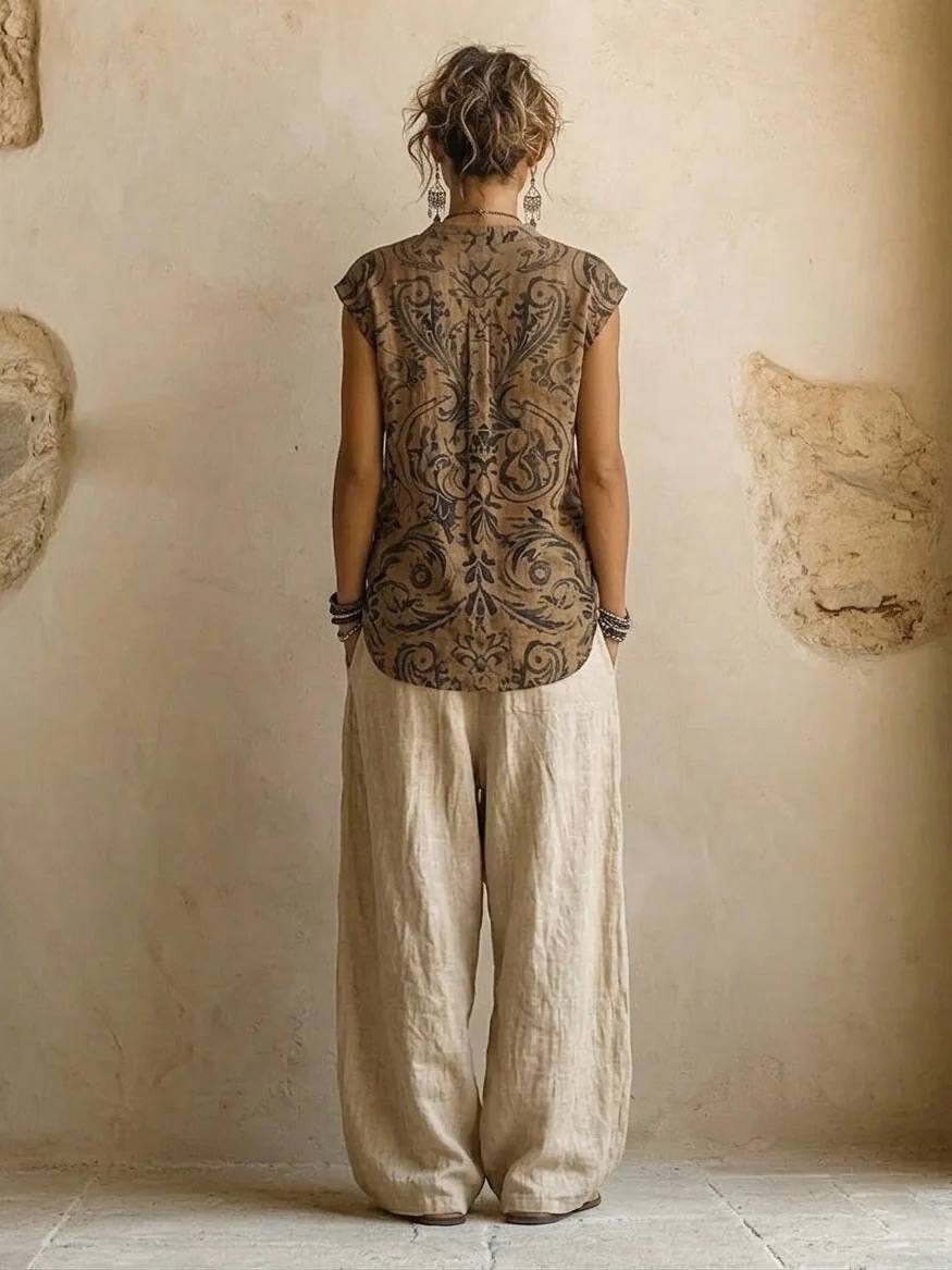 Valeria | Bohemian Three-Piece Linen Set