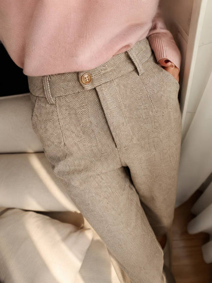 Arden | Tailored Herringbone Trousers