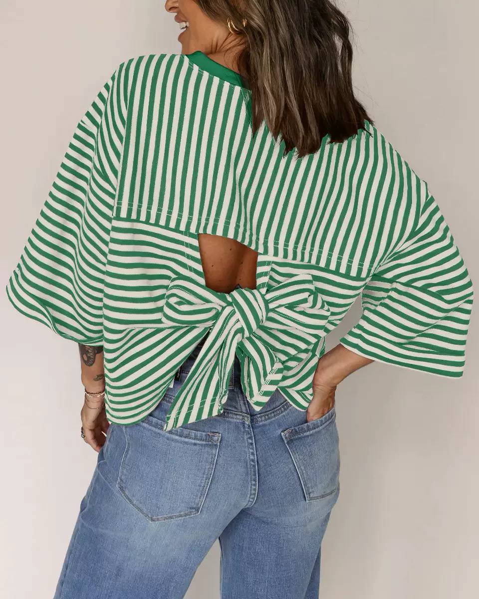Sienna | Striped Bow Back Blouse