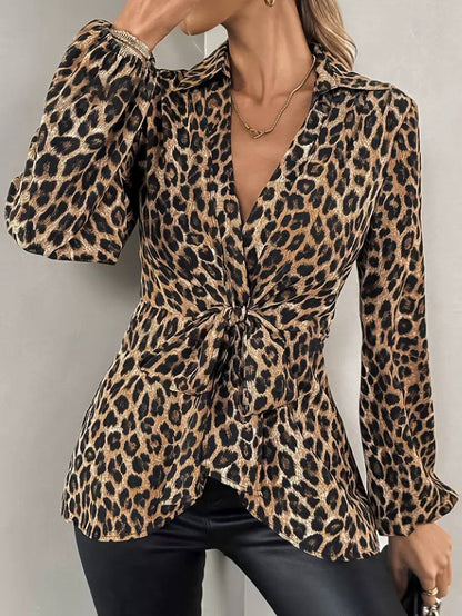 Savannah | Leopard Tie-Waist Blouse