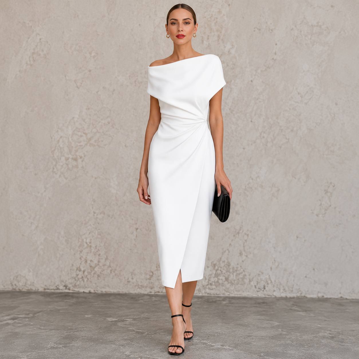 Celeste | Off-Shoulder Elegance Midi Dress