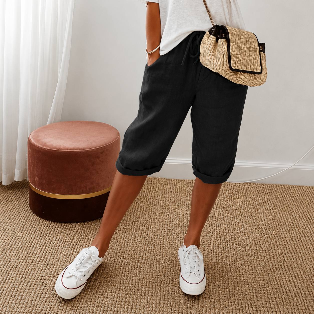 Clara | Relaxed Linen Capri Pants