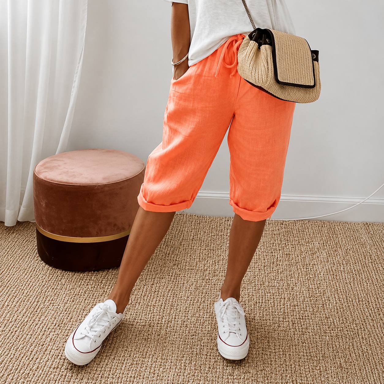 Clara | Relaxed Linen Capri Pants