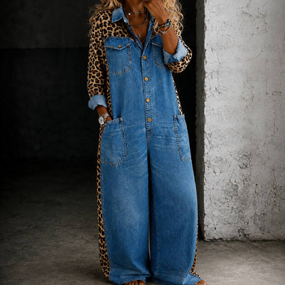 Dakota | Denim & Leopard Statement Jumpsuit