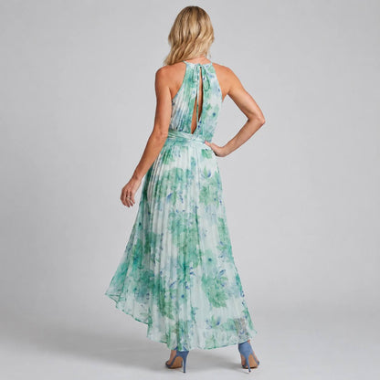 Clara | Mint Bloom Halter Maxi Dress
