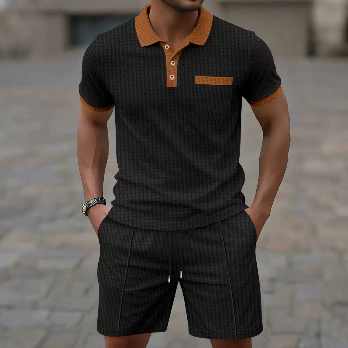 Luca | Textured Polo Lounge Set
