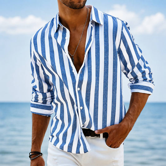 Sebastian | Coastal Stripe Linen Shirt