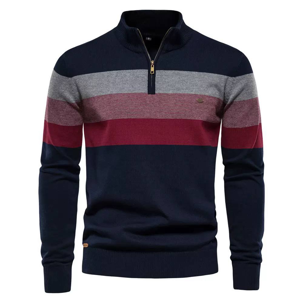 Nolan | Harbor Stripe Quarter-Zip Sweater