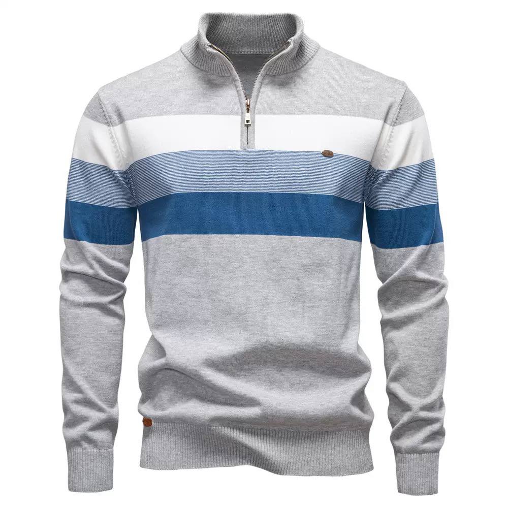 Nolan | Harbor Stripe Quarter-Zip Sweater