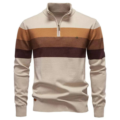 Nolan | Harbor Stripe Quarter-Zip Sweater