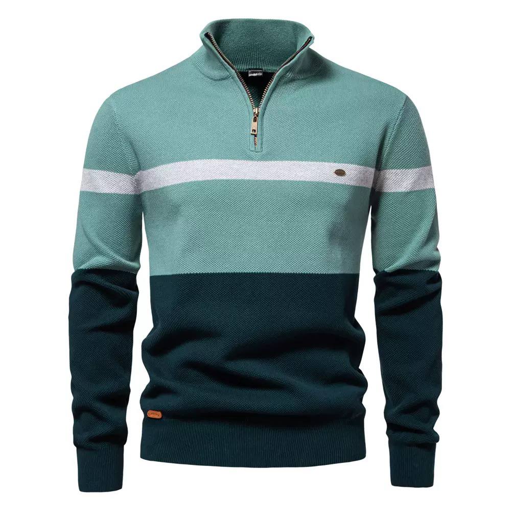 Nolan | Harbor Stripe Quarter-Zip Sweater