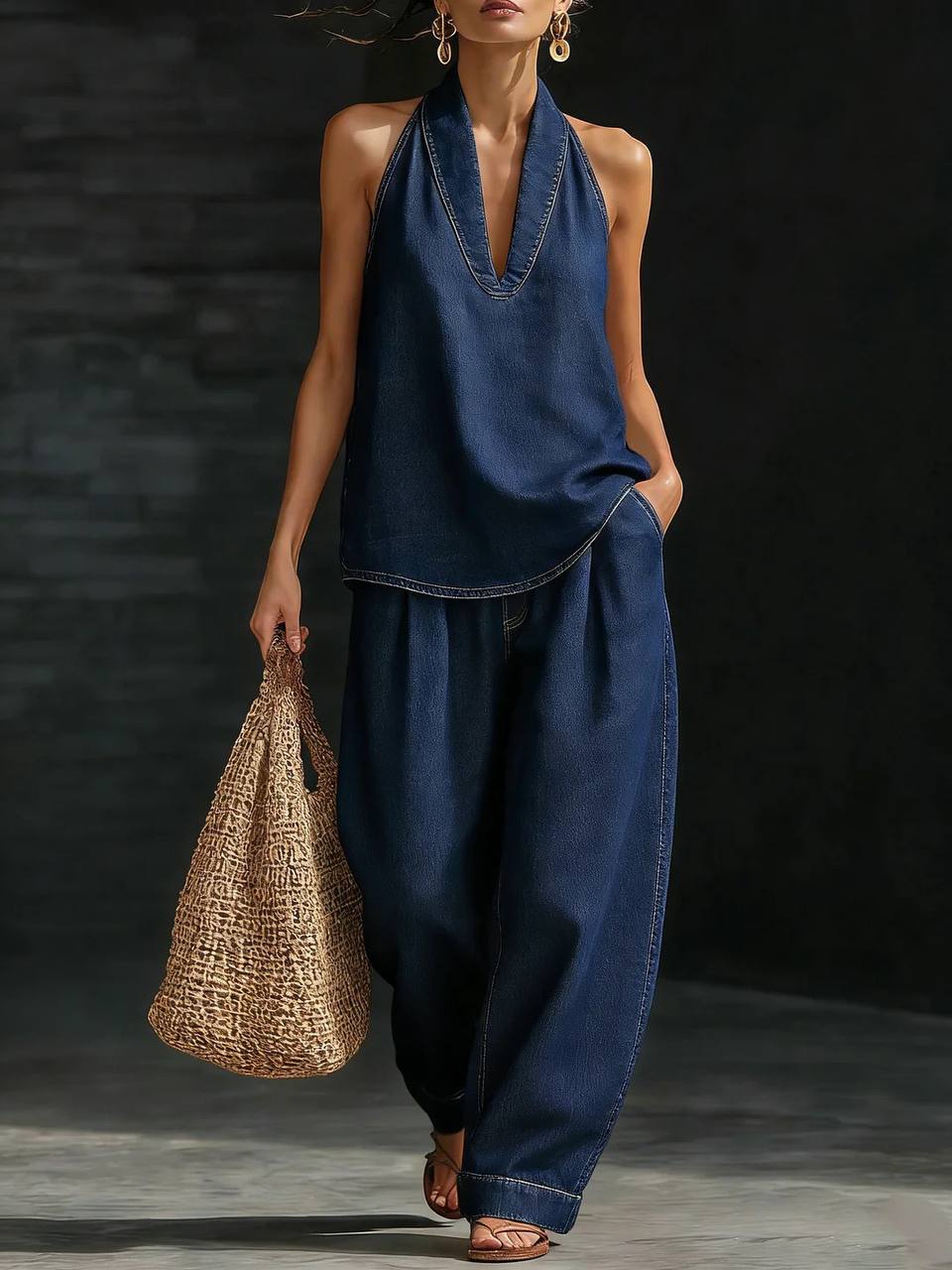 Naomi | Cotton Halter Lounge Set