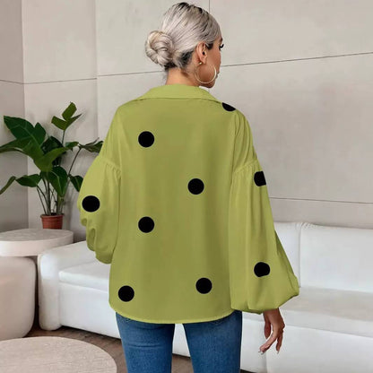 Women's Polka Dot Puff Sleeve Blouse