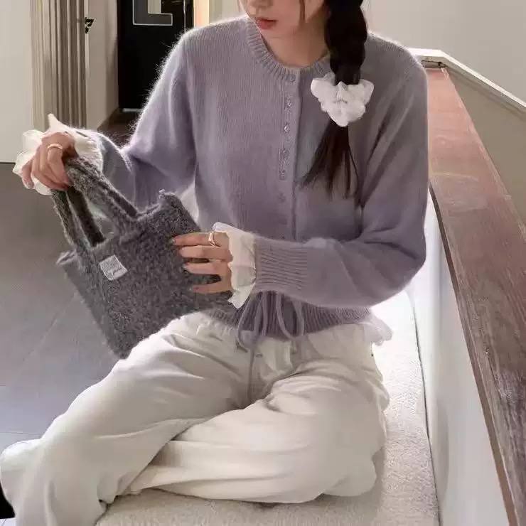 Women's Lace Hem Knit Cardigan
