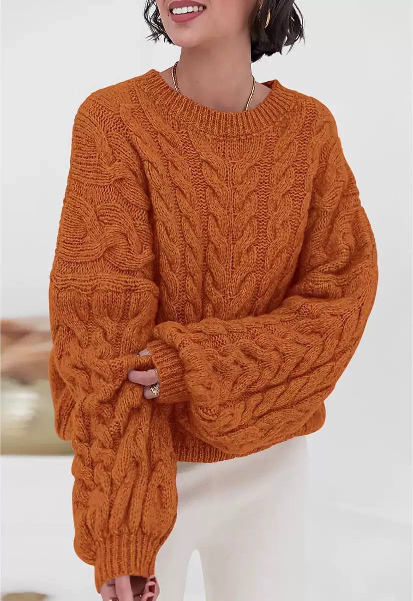 Women's Oversized Cable Knit Chunky Sweater