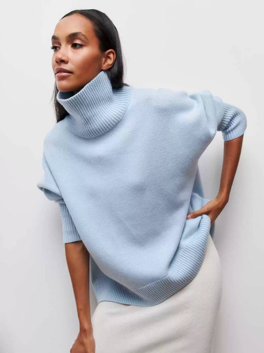 Women's Oversized Turtleneck Knit Sweater