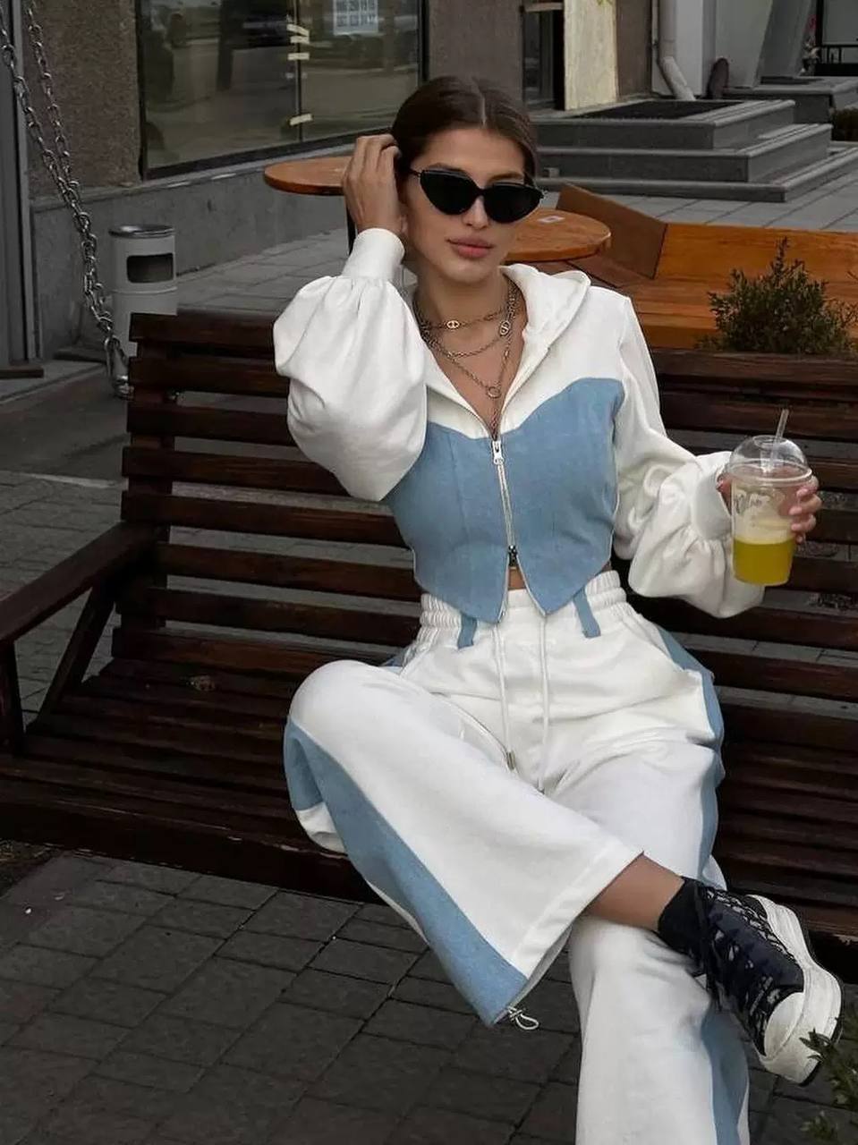 Women's Zip Up Hoodie Wide Leg Tracksuit Set