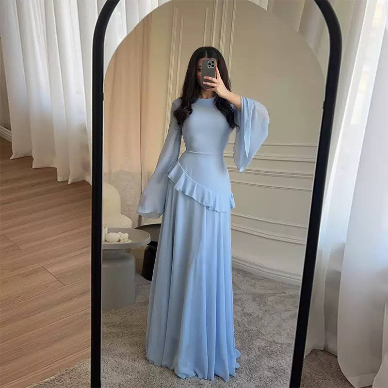 Women's Chiffon Ruffle Tie Back Maxi Dress