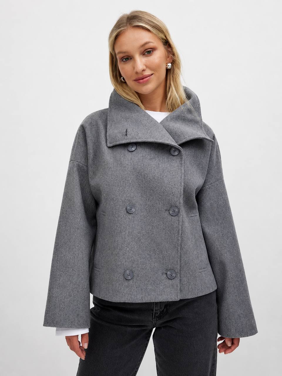 Women's Oversized High Collar Wool Blend Peacoat