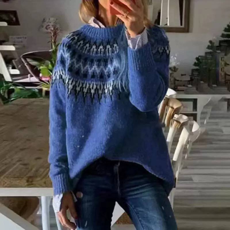 Women's Fair Isle Crew Neck Knit Sweater
