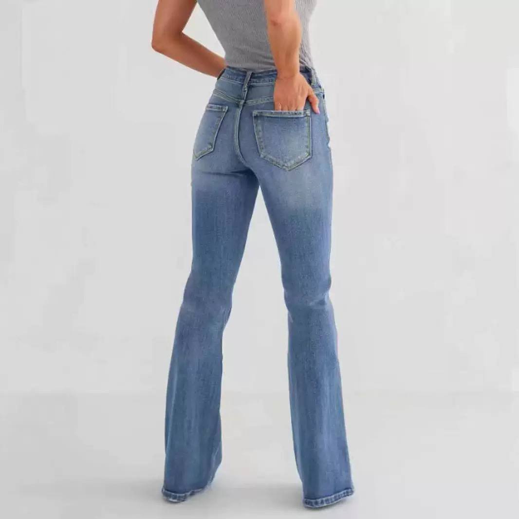 Women's High Waist Bootcut Stretch Cotton Jeans