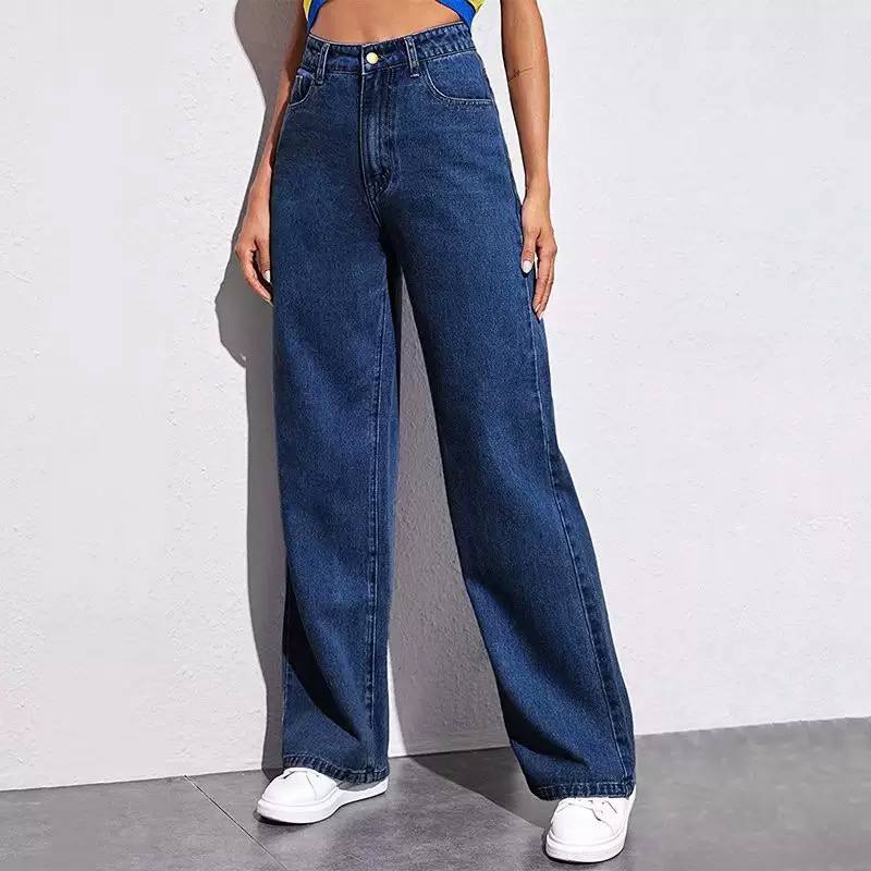 Women's High Waist Wide Leg Cotton Denim Jeans
