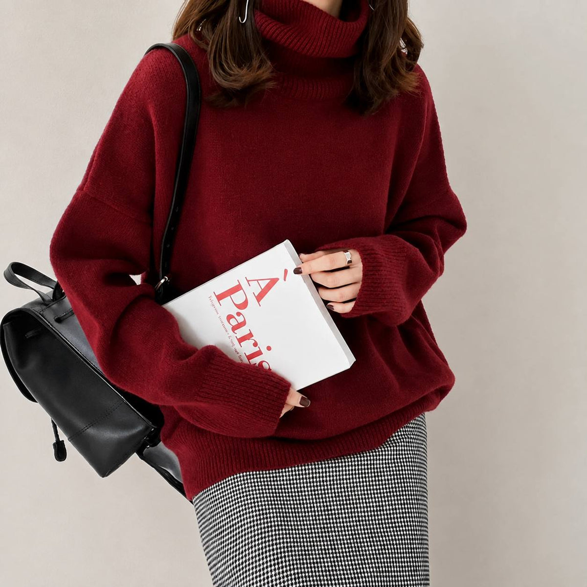 Women's Oversized Turtleneck Knit Sweater