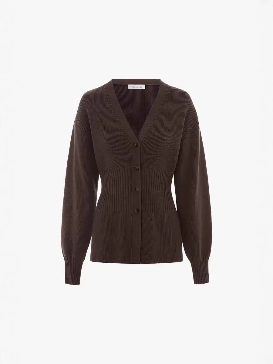 Women’s V-Neck Button-Front Knitted Cardigan | Ribbed Waist Sweater