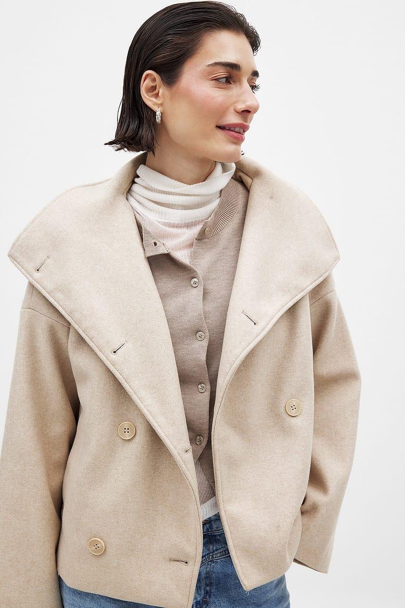 Women's Oversized High Collar Wool Blend Peacoat