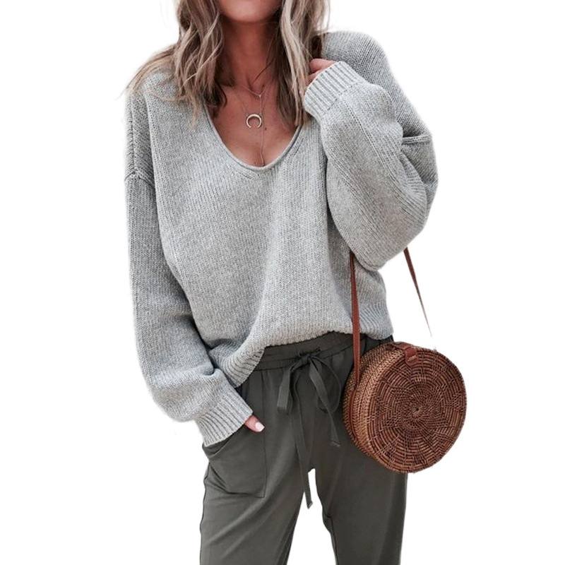 Women's Relaxed V-Neck Drop-Shoulder Knit Jumper – Mustard