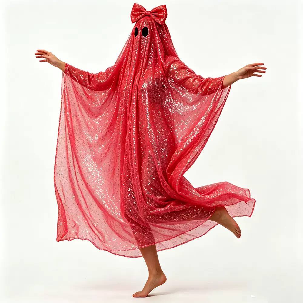 Rosalie Shimmering Hooded Ghost Cape Costume