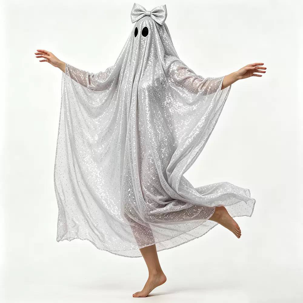 Rosalie Shimmering Hooded Ghost Cape Costume