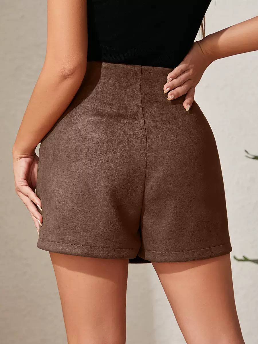 Women’s Wrap-Front Tailored Mini Skort - Brown