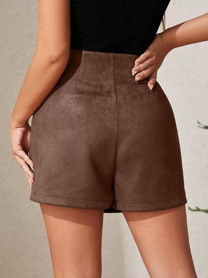 Women’s Wrap-Front Tailored Mini Skort - Brown