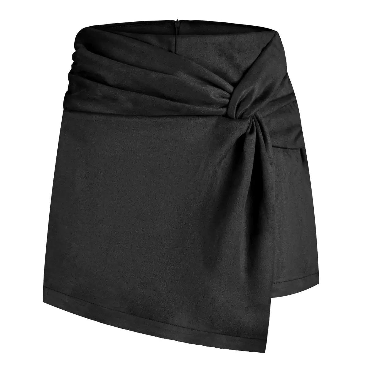 Women’s Wrap-Front Tailored Mini Skort - Black