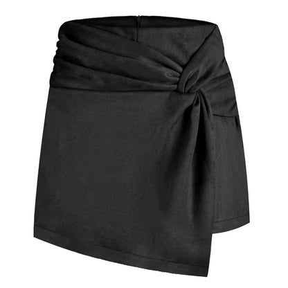 Women’s Wrap-Front Tailored Mini Skort - Black