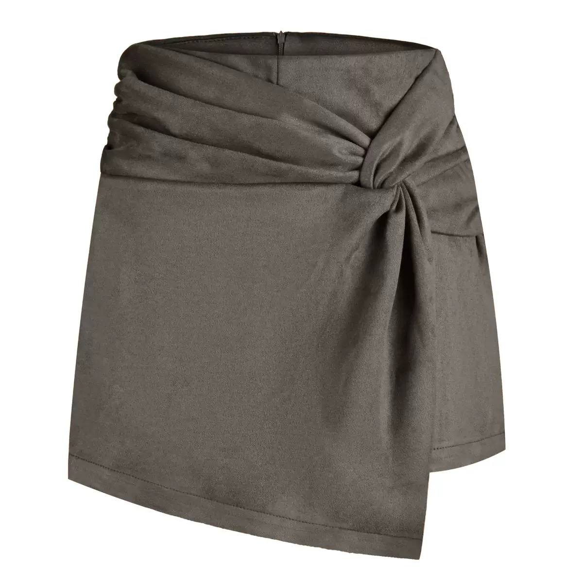 Women’s Wrap-Front Tailored Mini Skort - Grey