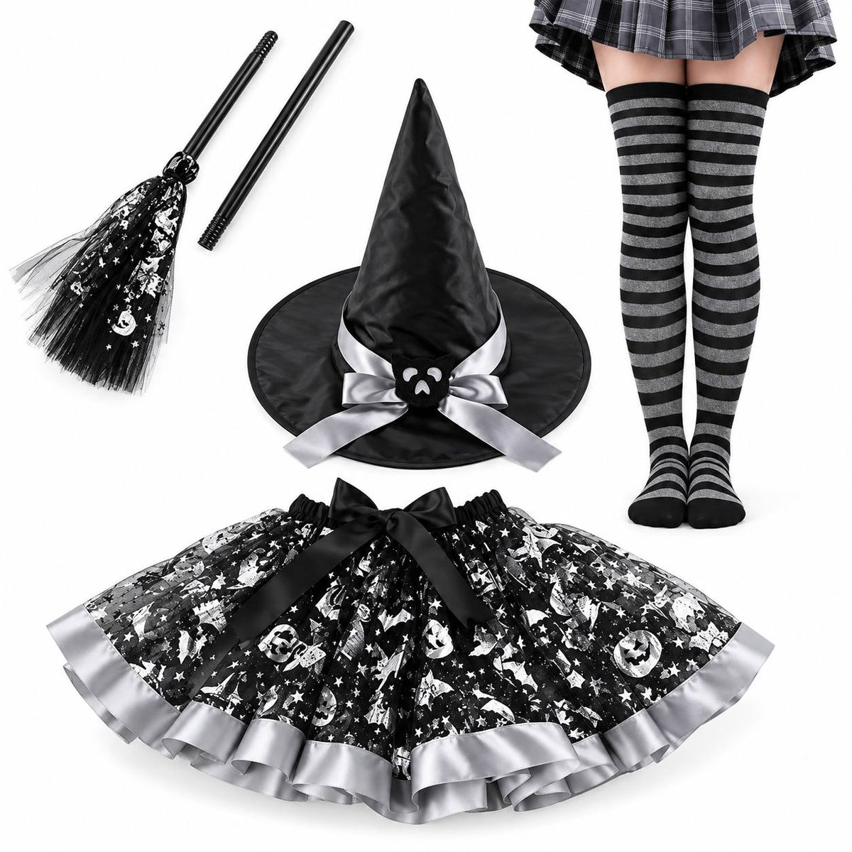 Enchanted Coven Witch Accessory Ensemble - Silver Grey
