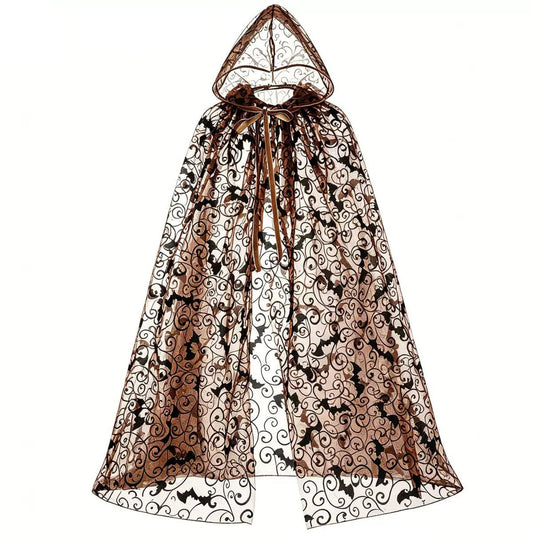 Antique Crypt Lace Costume Cape - Brown