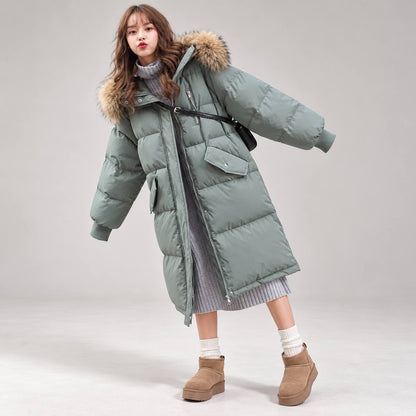 Longline Quilted Hooded Coat With Flap Pockets – Sage Green