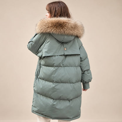 Longline Quilted Hooded Coat With Flap Pockets – Sage Green