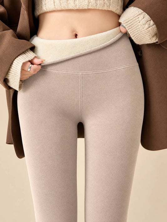High-Waisted Leggings With A Wide Stretch Waistband – Beige
